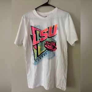 Rare Youth XL Neon 90s style LSU Tigers football graphic t shirt